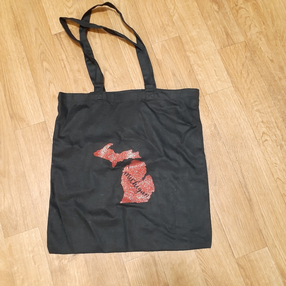 Michigan Tote Bag w/Red Sparkle Decal NWOT - Picture 1 of 4